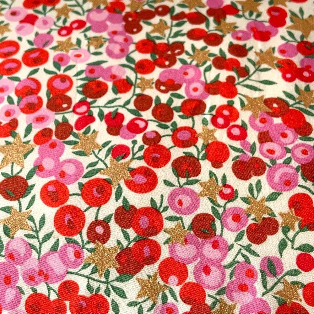 Liberty London Pillow Wiltshire Stars Print Alice Caroline 16x16 Velvet Back Red - Picture 2 of 7